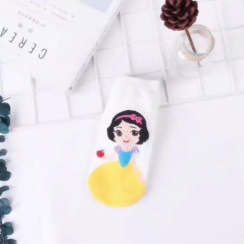  袜子女可爱卡通白雪公主女袜短袜低帮船袜韩版纯棉春夏薄透气吸汗