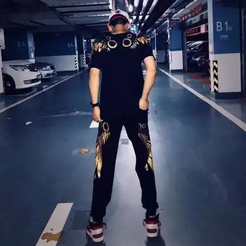  新款潮牌boy纯棉短袖网红爆款韩版男女情侣装烫金老鹰t恤青年上衣