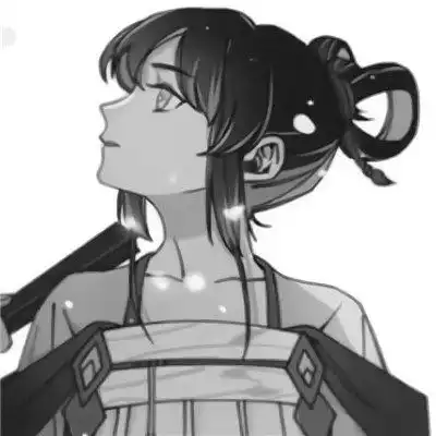  古风动漫情头黑白漫画一对