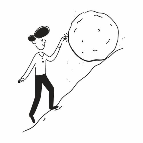  可爱小人简约黑白线条小人插画一笔画潮流插画人物动作开心生气占位符图标贴纸免扣2d卡通插画手绘png免抠素材52插画简约线条小人