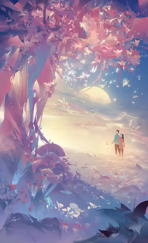  优美的二次元场景手绘图片