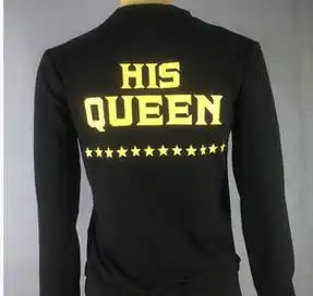  爆款kingqueen烫金字母印花连帽抓绒长袖情侣卫衣