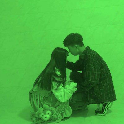  绿色头像情侣一对好看的情侣头像一男一女绿色系列