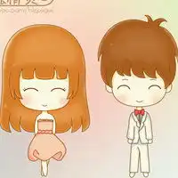  怦然心动的情侣头像卡通娃娃版2人在一起的,很萌,很可爱