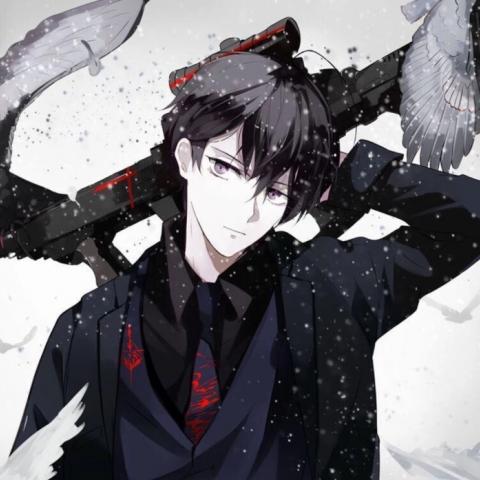  二次元高冷侧脸男头像