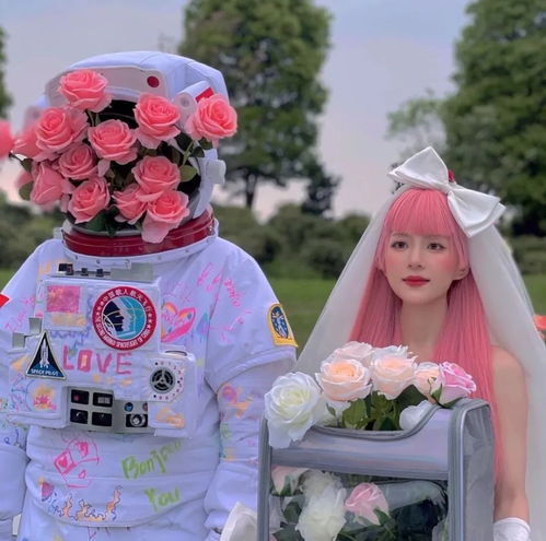 手捧玫瑰花的美女情侣头像大白
