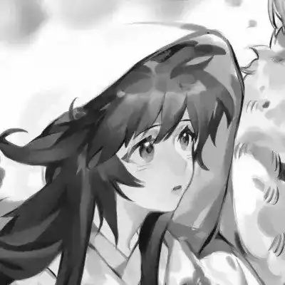  古风动漫情头黑白漫画一对