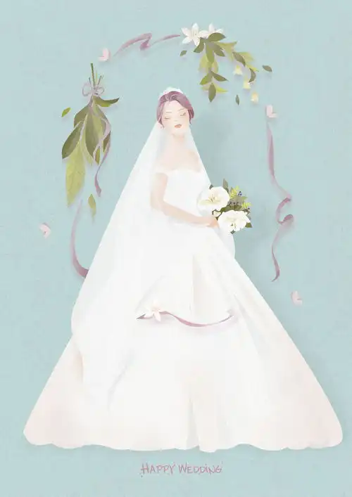  不可能错过你情侣新人婚纱插画