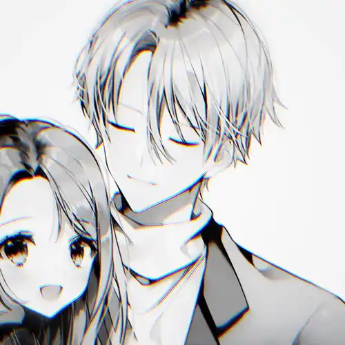 清爽卡通情侣头像黑白