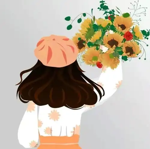  女生手捧鲜花头像