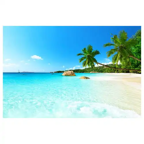 大海风景装饰画蓝天白云房间贴墙画自然风景海边沙滩壁画海报自粘