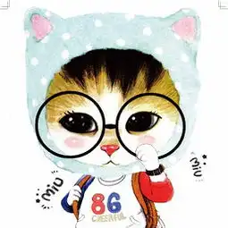  超萌戴眼镜的可爱小猫数码印花图设计图原创psd格式图片素材