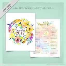 2017水彩花卉日历图片 2017水彩花卉日历图片