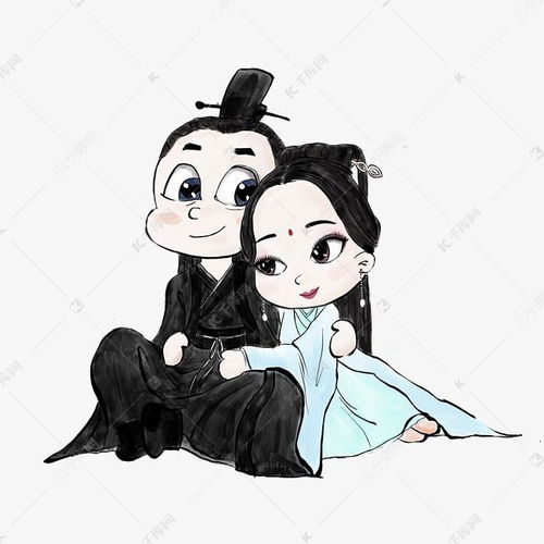  手绘古风三生三世主题卡通情侣甜蜜拥抱素材图片免费下载千库网