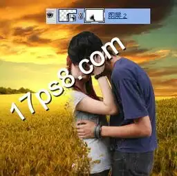  photoshop制作霞光中粒子化的情侣图片