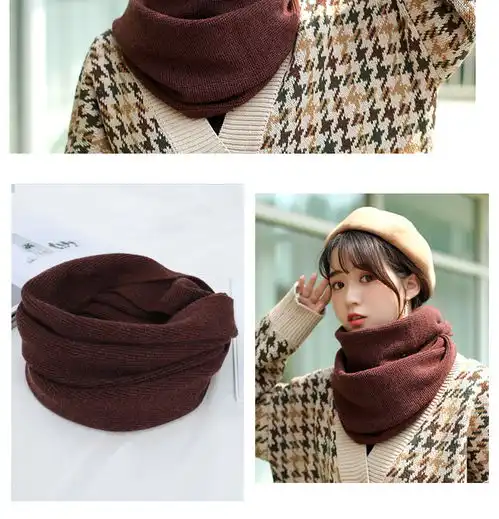  日系秋冬季新款纯色毛线围巾男女甜美加长情侣针织围脖学生厚脖套bt