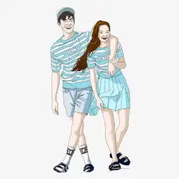  海滩情侣文艺清新情侣插画图片素材其他格式下载动漫人物大全