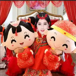  婚房压床布娃娃一对结婚礼物毛绒玩具大号情侣公仔...