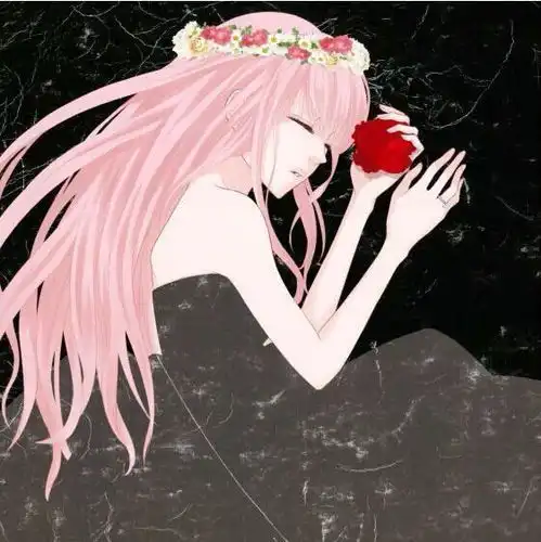  求这张头像的另一半是一个男的手里捧着一朵是一朵玫瑰花,身穿黑色上衣的图片求男的那一半谢谢了