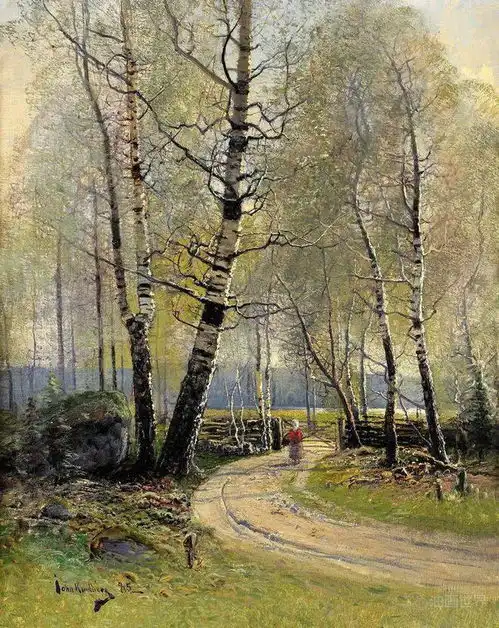  光影下的田园诗,北欧自然风景油画