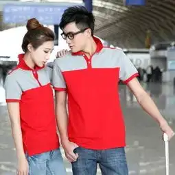  韩版拼接情侣装定制夏季翻领短袖t恤定做男女款广告衫批发