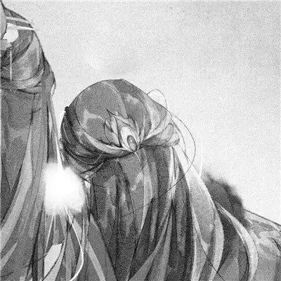  古风动漫情头黑白漫画一对