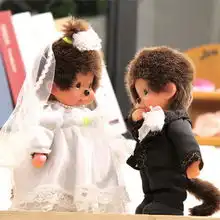  蒙奇奇公仔蒙奇奇情侣娃娃经典婚纱款婚庆压床娃娃