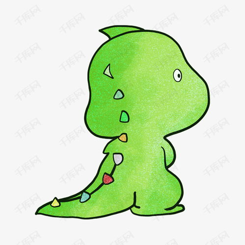  绿色小恐龙的背影插画素材图片免费下载千库网