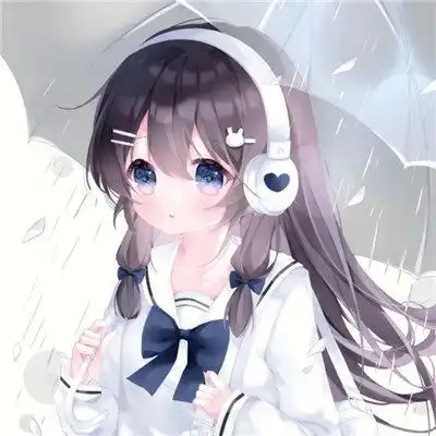  下雨天打伞少女心动漫头像图片,二次元唯美图片欣赏