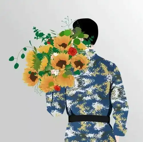  女生手捧鲜花头像