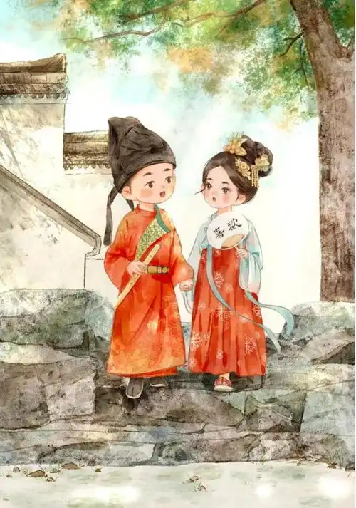  插画集古风情侣