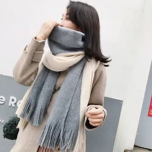  韩版情侣围巾冬季加长粗毛线围巾女百搭加厚秋冬季韩版围脖男学生