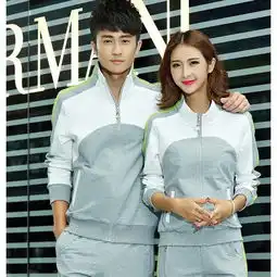  春秋运动服男士情侣纯棉衣女时尚大码休闲运动套装团体比赛服