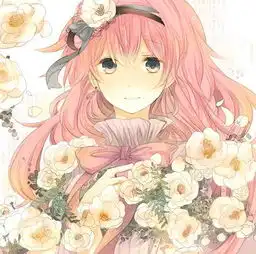  有没有动漫女生捧花的图,不是那些什么婚纱手拿花的