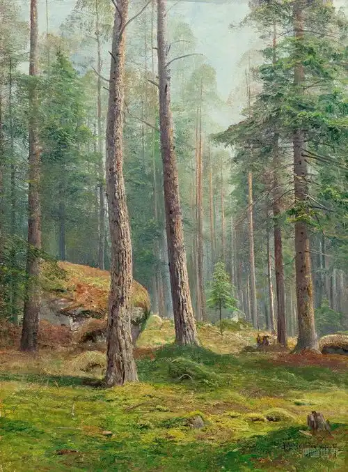  光影下的田园诗,北欧自然风景油画