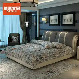 德沁床双人布艺床皮艺软床可订做气动箱体床 德沁床双人布艺床皮艺软床可订做气动箱体床
