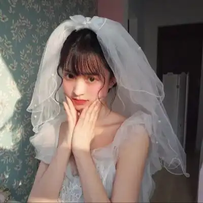  池乔婚纱女头纱白色超好看头像