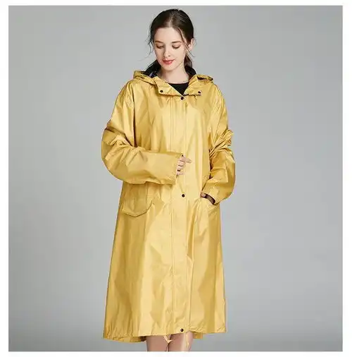  施悦名时尚男女情侣长款雨衣薄款全遮光涂层雨衣