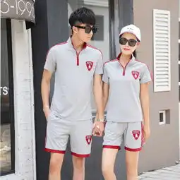  夏季情侣运动套装短袖短裤两件套运动装女七分裤套装男