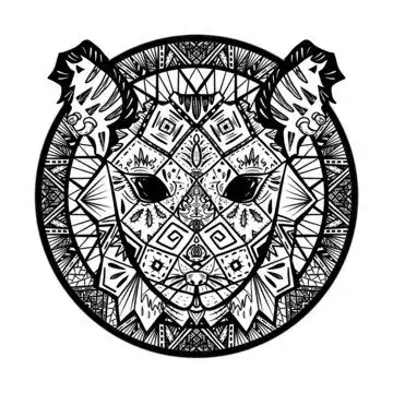 十二生肖兔子头像黑白线条图案 十二生肖兔子头像黑白线条图案