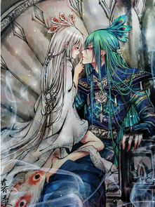  常在古装漫画图片中看见一个穿白衣,有着白色孔雀尾巴的男子,还有一个穿墨绿色衣服比他高大的男子,墨