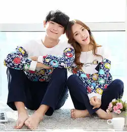  秋冬季舒适棉质睡衣卡通宝蓝水手情侣套装男女款可外穿家居服
