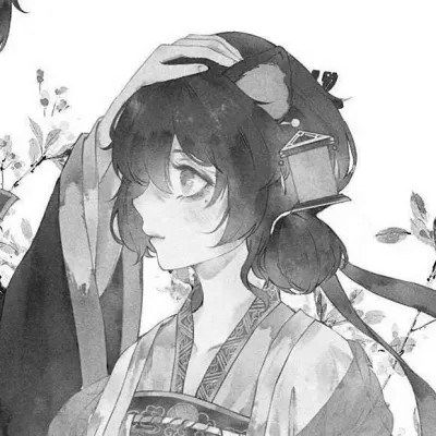  古风动漫情头黑白漫画一对