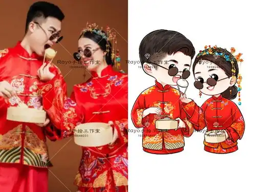  q版手绘情侣头像