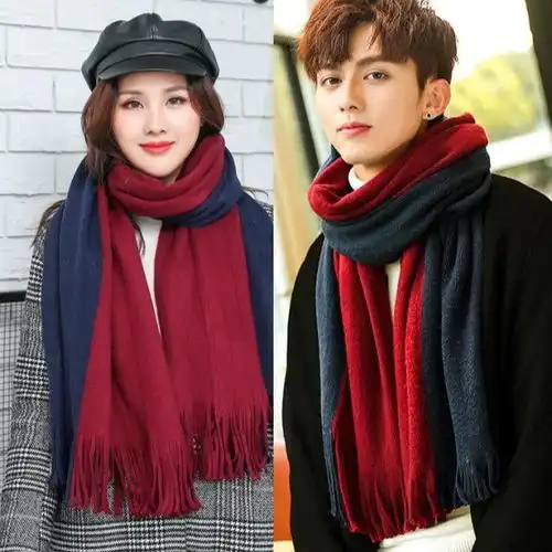  情侣围巾冬季韩版简约学生一对恋人情侣款男生秋冬季送男友围脖女