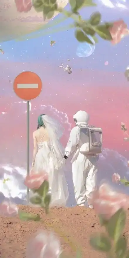  独行月球,感受极致的浪漫与孤独色彩绮丽的宇航员独行太空壁纸