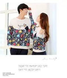  秋冬季舒适棉质睡衣卡通宝蓝水手情侣套装男女款可外穿家居服