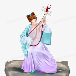  手绘古装美女琵琶弹奏png图片素材免费下载psd格式20002000像素熊猫办公