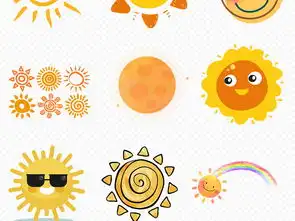 卡通手绘线条可爱太阳表情笑脸海报素材背景图片png