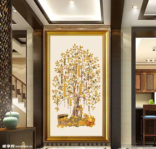 发财树玄关画设计图室内广告设计
